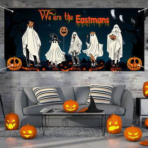 Orange Pumpkin Castle - Personalized Halloween Door Banner - Halloween Home Decoration Gifts