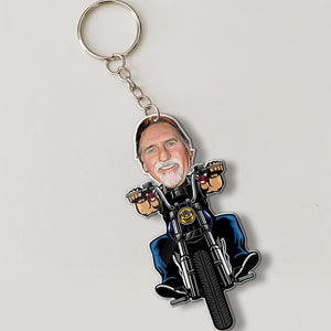 Biker Cartoon - Custom Photo, Personalized Acrylic Keychain