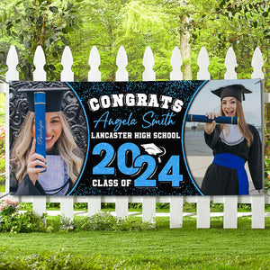 Congrats Class Of 2024 - Personalized Photo And Name Graduated Banner, Decoration Gifts