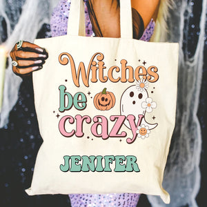 Thick Thighs Spooky Vibes - Halloween Season - Custom Name - Personalized Tote Bag, Halloween Gift