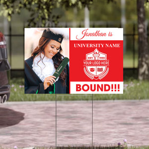 Congrats Custom Background, Logo, Photo And Texts - Personalized Lawn Sign, Yard Sign, Graduation Gift