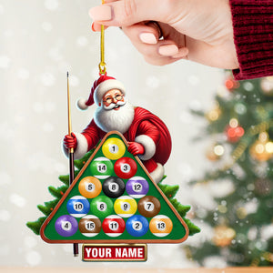 Pool Table Santa Christmas Ornament, Personalized Ornament