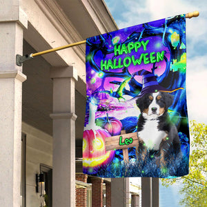 Happy Halloween - Personalized Pet Photo & Name Flag - Gift For Pet Lovers