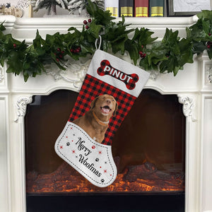 Merry Christmas Sock - Personalized with Pet Name Photo - Custom Socking Decoration - Christmas Gift