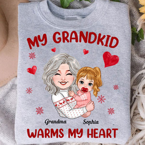 My Grandkid Warms My Heart, Custom Appearance And Names - Personalized Sweatshirt - Gift For Family