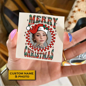 Merry Christmas Circle, Custom Photo And Text Temporary Tattoo, Personalized Tattoo, Fake Tattoo