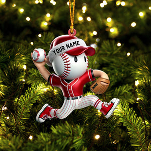 Baseball Player Christmas Ornament, Personalized Ornament