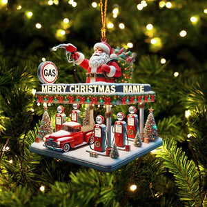 Gas Station Merry Christmas Ornament, Personalized Ornament