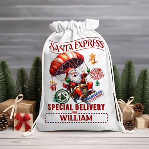 Santa Express Special For Custom Text, Personalized String Bag, Christmas Gift