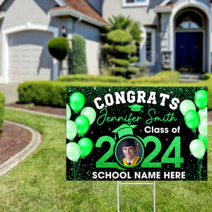 Congratulation Class Of 2024, Custom Color, Photo And Texts, Personalized Lawn Sign, Yard Sign, Gift For Graduation