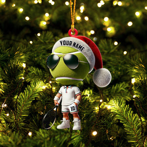 Cool Tennis Player Christmas Ornament, Personalized Ornament