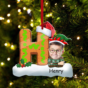 Letter And Kid Christmas - Custom Photo And Name, Personalized Acrylic Ornament - Gift For Christmas, Family Gift