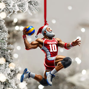 Volleyball Santa Home Decor Christmas Ornament, Personalized Ornament