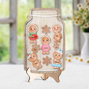 Custom Gingerbread Family Reward Jar - Personalized Jar Layered Ornament - Gift For Family, Christmas Gift