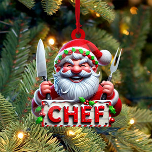 Custom Name Chef Ornament, Santa Chef Gift for Cooking Lover