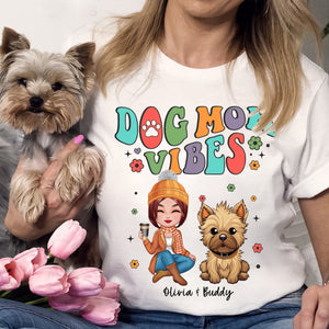 Dog Mom Vibes - Custom Appearance And Name - Personalized T-Shirt - Pet Lover Gift