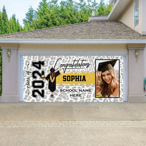 Congratulations - Personalized Photo And Name, Single Garage, Garage Door Banner Covers - Garage Door Banner Decorations