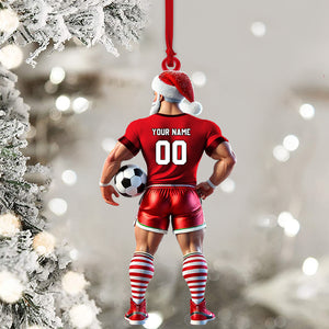 Soccer Santa Christmas Ornament, Personalized Ornament