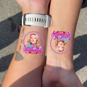 Party Tattoo For Birthday, Custom Photo And Texts Temporary Tattoo, Personalized Tattoo, Fake Tattoo