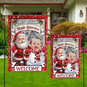 Welcome Merry Christmas Flag - Custom Photo Flag - Christmas Gift, Gift For Pet Lover