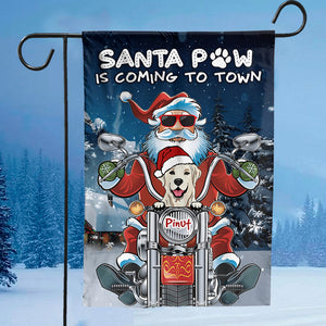 Santa Paw Is Coming Town - Custom Dog And Name Flag - Christmas Gift, Gift For Pet Lovers