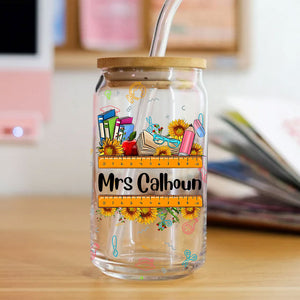 Personalized Doll Teacher - Custom Name Glass Bottle, Frosted Bottle - Gift for Teachers