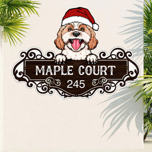 Merry Christmas - Colorful Dog Cat Address Sign - Personalized Metal Sign - Gift For Pet Lover