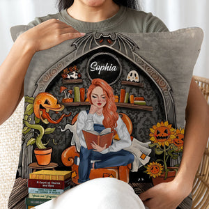 Reading Book Woman - Custom Appearance, Woman Name and Books Title - Personalized Pillow, Halloween Decor Gift