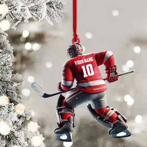 Hockey Player Christmas Ornament, Personalized Ornament