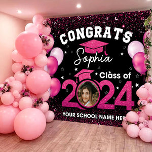 Congrats Class of 2024 Custom Graduation Party Backdrop - Personalized Custom Graduation Backdrop