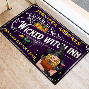 Welcome To The Wicked Witch Inn - Custom Appearance And Family Name - Personalized Witch Doormat, Halloween Gift