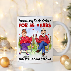 Anniversary Gift For Husband Wife Couple, Annoying Each Other Since - Custom Appearance And Text, Personalized White Mug, Gift For Couple, Family Gift