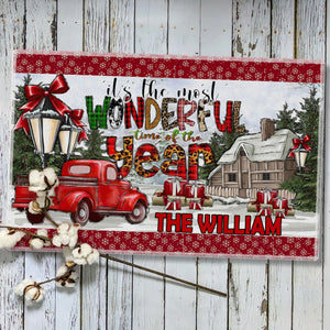 It's The Most Wonderful Time Of The Year  - Custom Family Name - Personalized Doormat - Christmas Gift