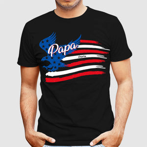 American Flag Dad Shirt - Personalized T-Shirt, Gift For Family, Father's Day