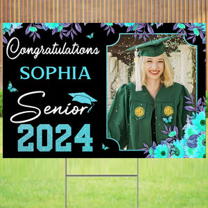 Congratulation 2024 Custom Background, Photo And Texts - Personalized Lawn Sign, Yard Sign, Gift For Graduation