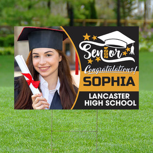 Senior 2024 Congratulations, Custom Photo, School Name And Your Name, Personalized Lawn Sign, Yard Sign, Gift For Graduation