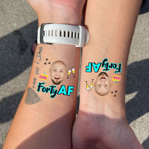 AF, Custom Photo And Text Temporary Tattoo, Personalized Tattoo, Fake Tattoo