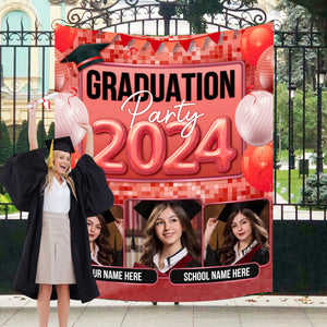 Graduation Party 2024 Custom Photo And Name Graduation Party Backdrop - Personalized Custom Graduation Backdrop