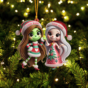 Chibi Women Christmas Home Decor Christmas Ornament, Personalized Ornament