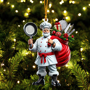 The Chef Santa Coming Christmas Ornament, Personalized Ornament