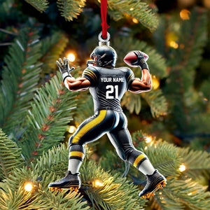 Custom Name and Number Rugby Football Ornament, Christmas Gift for Rugby Football Lover