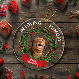 Custom Face Photo And Name, Personalized Acrylic Ornament - In Loving Memory - Pet Memorial Decoration