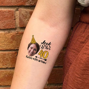 Custom Birthday Temporary Tattoo With Personalized Funny Photo And Name, Fake Tattoo, Birthday Gift