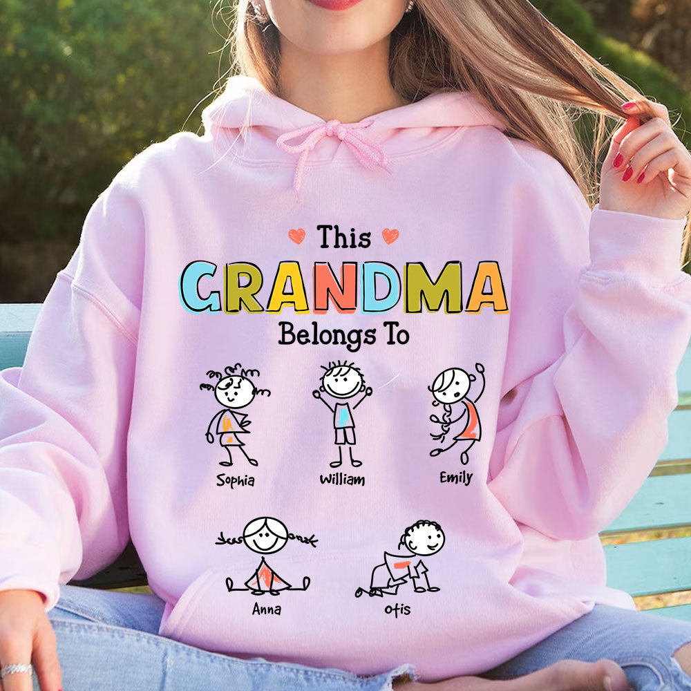 This Grandma Belongs To Sticky Kid - Custom Kid And Name  - Personalized Hoodie - Family Gift