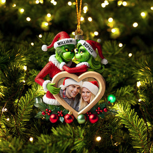 Heart Photo Couple ELF Home Decor Christmas Ornament, Personalized Ornament