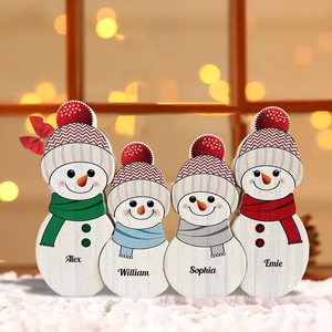 Christmas Personalized Wooden Snowman Family - Puzzle Wooden Snowman Family - Wooden Pet Carvings