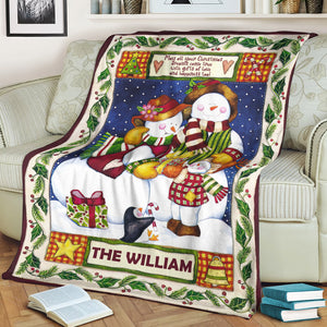 Xmas Family - Custom Text - Personalized Fleece Blanket, Christmas Gift For Family