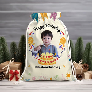 Birthday Gift Custom Photo And Text, Personalized String Bag