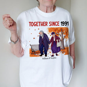 Old Couple Together Since, Custom Appearance And Names - Personalized T-Shirt - Gift For Family, Couple Gift