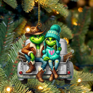 ELF Couple On Car Home Decor Christmas Ornament, Personalized Ornament